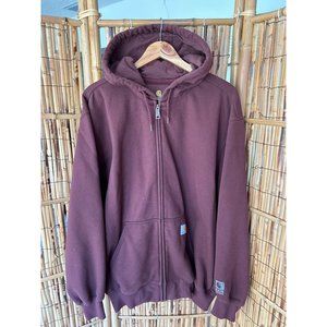 Carhartt XL Full Zip Sweater with Pockets and Hoodie in Plum/Burgundy